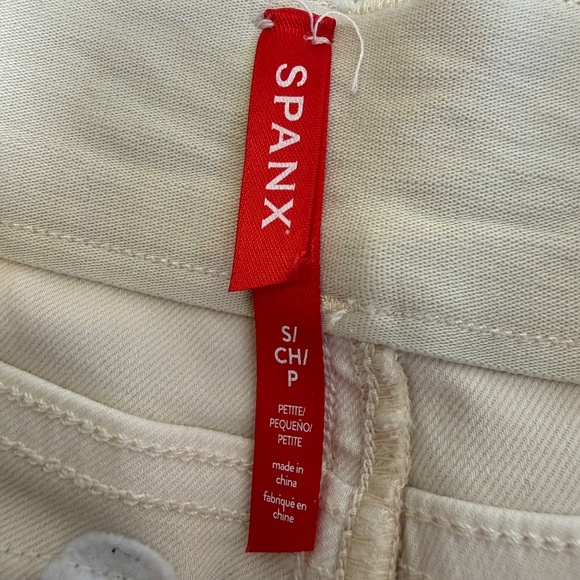 Spanx Twill Crop Wide Leg Pants Womens SP Small Petite Beige Cream Pull On - Picture 3 of 9